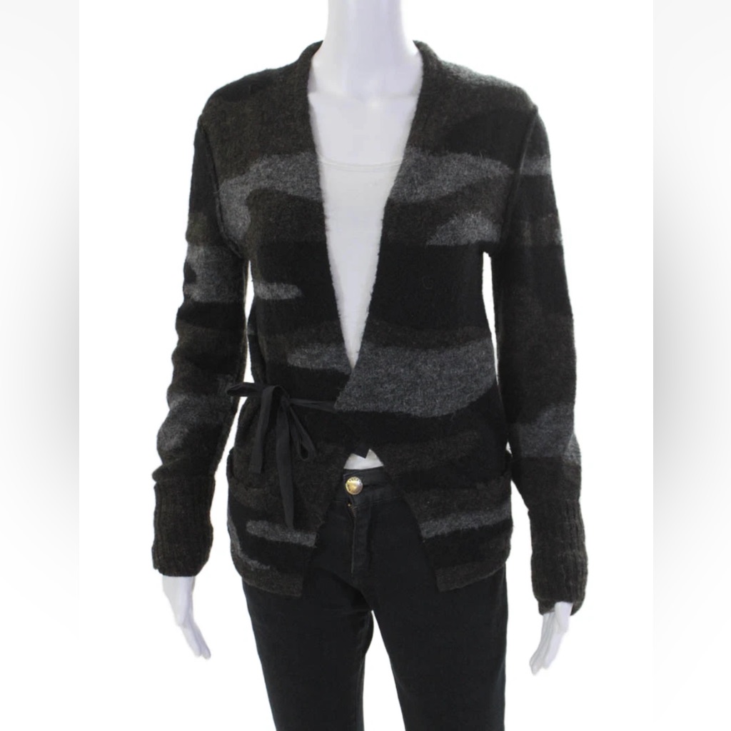Isabel Marant Etoile Womens Long Sleeve Camo Italian Yarn Wrap Cardigan Size 38